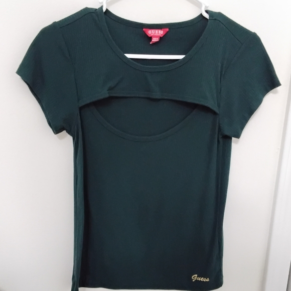 Guess Women's Dark Green Short Sleeve Top - Picture 3 of 4